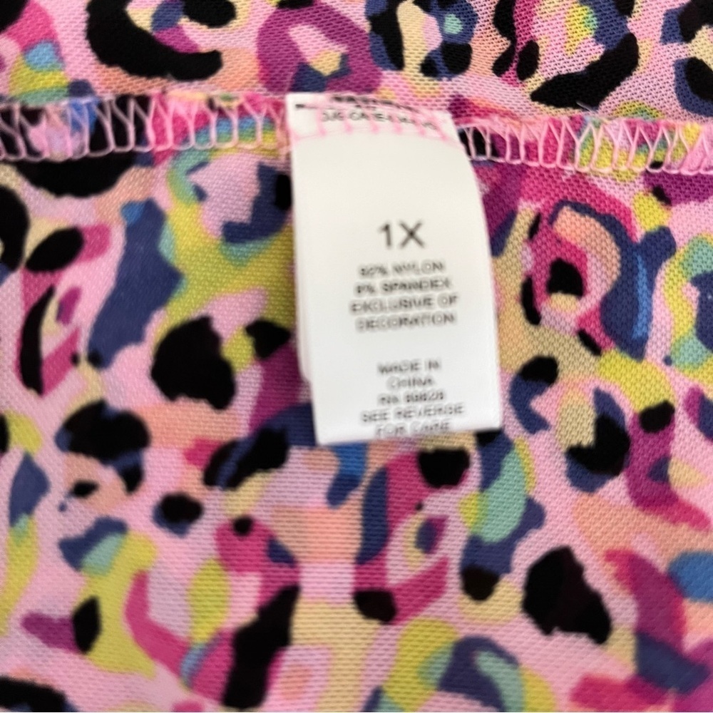 LOGO Lori Goldstein Pink Animal Print Open Cardigan - Picture 8 of 13